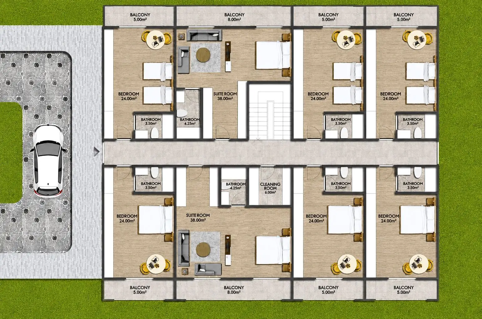 Star Hotel — půdorys horního podlaží